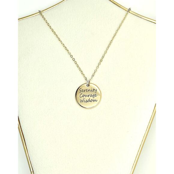Serenity Prayer Necklace Courage Wisdom 12 Step AA NA Recovery Gold-Plated - Picture 1 of 6